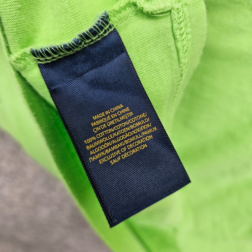 Polo Ralph Lauren T Shirt Boys L 14 16 Lime Green Pony Logo School Preppy Tee - Picture 7 of 8